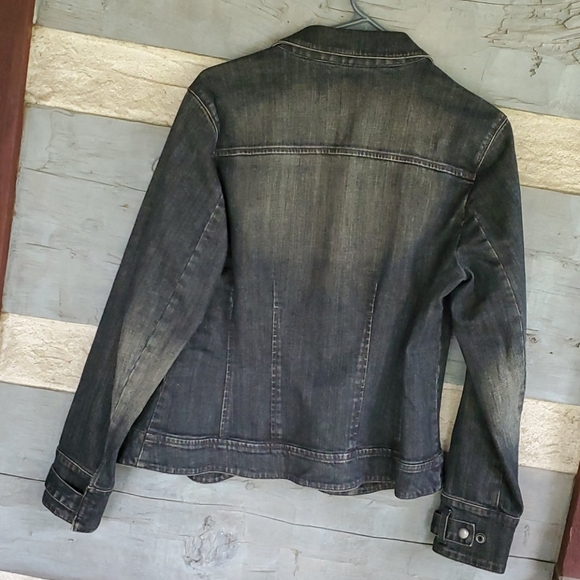 SIZE 10 TALBOTS BLACK WASHED OUT JEAN JACKET - Picture 5 of 9